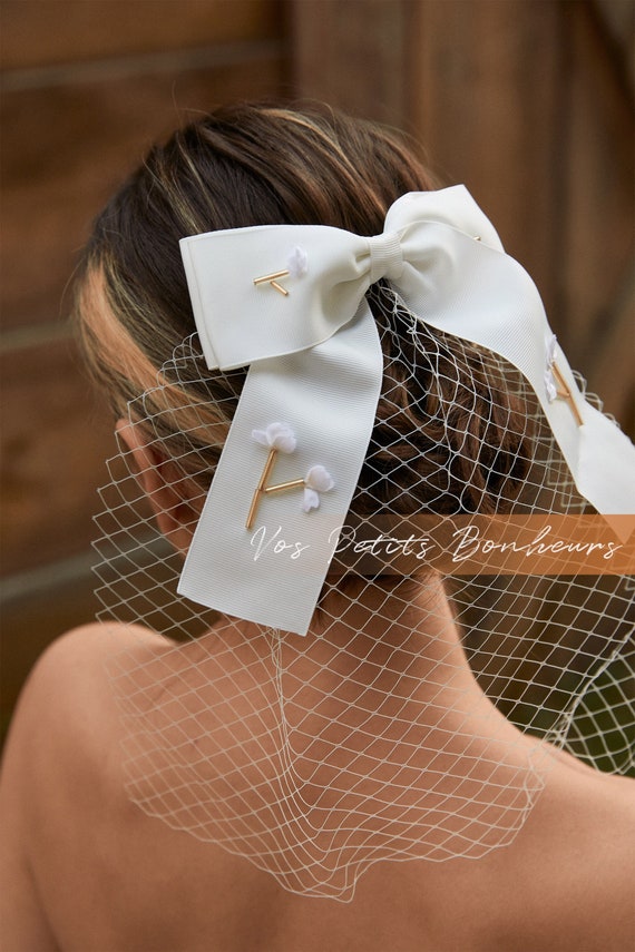 Bridal Hair Bow Veil Bachelorette Party Decorations White Hair Bow