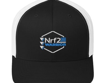 Nrf2 Warrior Trucker Cap in White Print