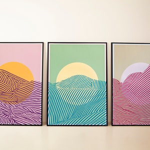 Silkscreen Gliffs Triptych | 50x70 cm