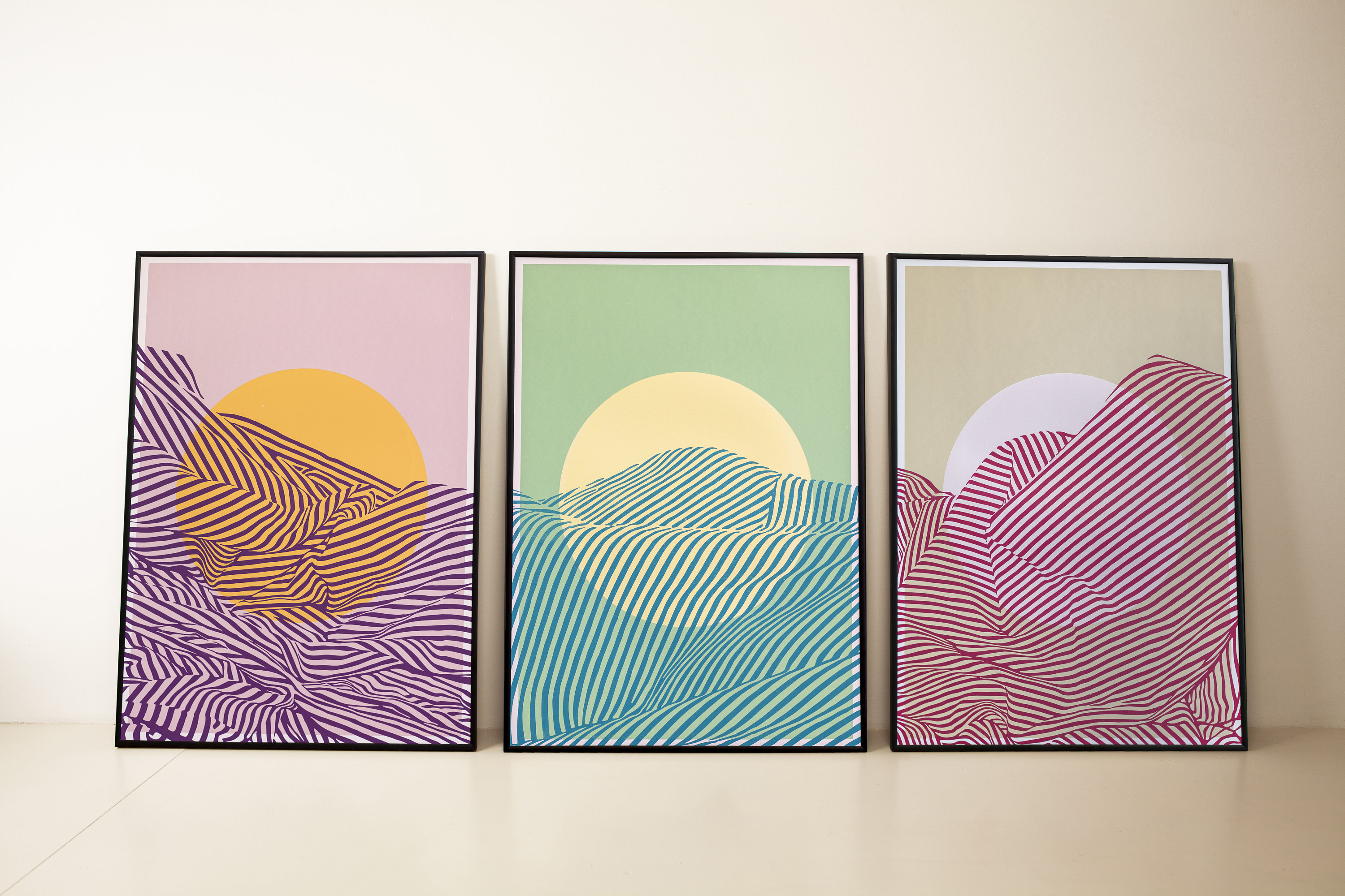 Silkscreen Gliffs Triptych | 50x70 cm