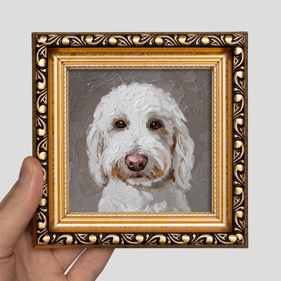 Custom Dog Portrait: Small Framed Original Oil Painting