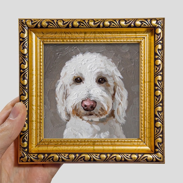 Custom Dog Portrait: Small Framed Original Oil Painting