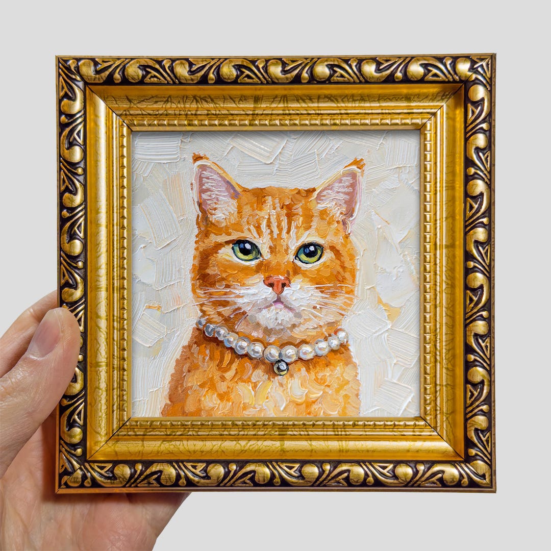 Small Custom Cat Portrait 4×4 — Original Framed Oil Painting - Etsy