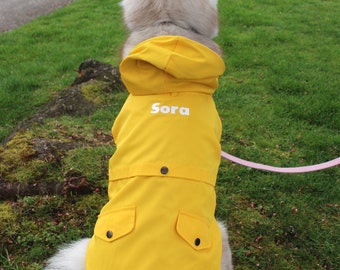 Cute Personalized Waterproof Dog Raincoat | Custom Name Dog Rain Jacket Small To Large Dog Clothing Apparel Clothes Gift For Dogs