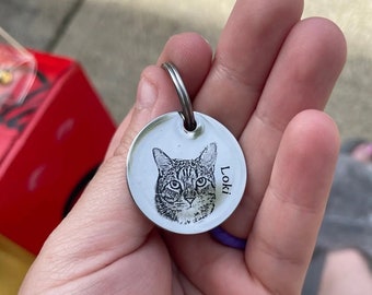 Cute Cat Tag Personalised Name Pet ID Tag-Custimizable Cat ID Tag| Cat Collar Tag | Custom Cat Name Tag Double Sided Dog Engraved Tag