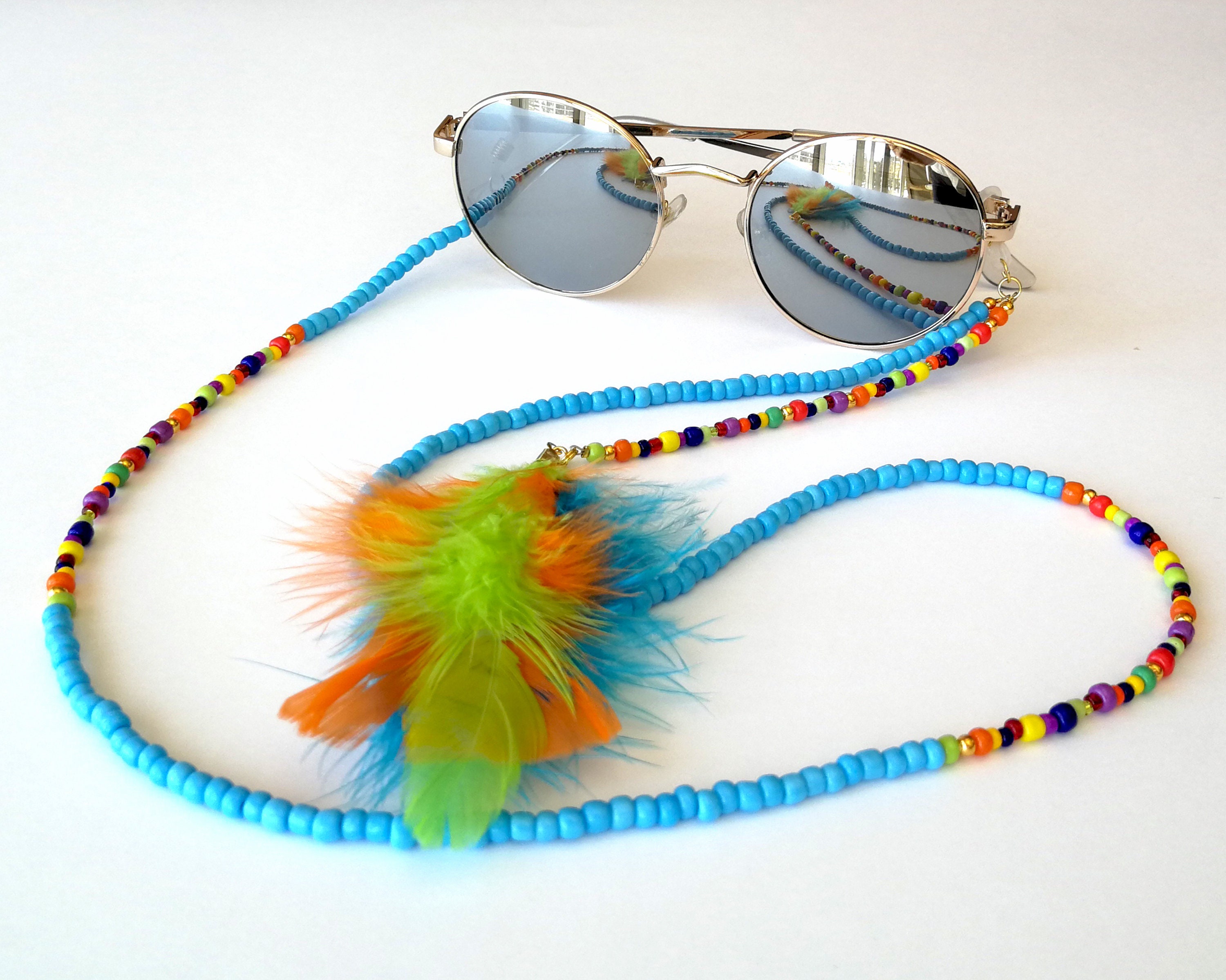 Boho Bead Sunglass Chains Feather Glasses Chain Bead Etsy 日本