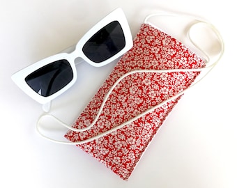 Sunglass Pouch - Sunglass Case - Soft Eyeglass Case - Fabric Eyeglass Pouch - Eyeglass Chain - Fabric Sunglasses Pouch - Eyeglass Case Gift