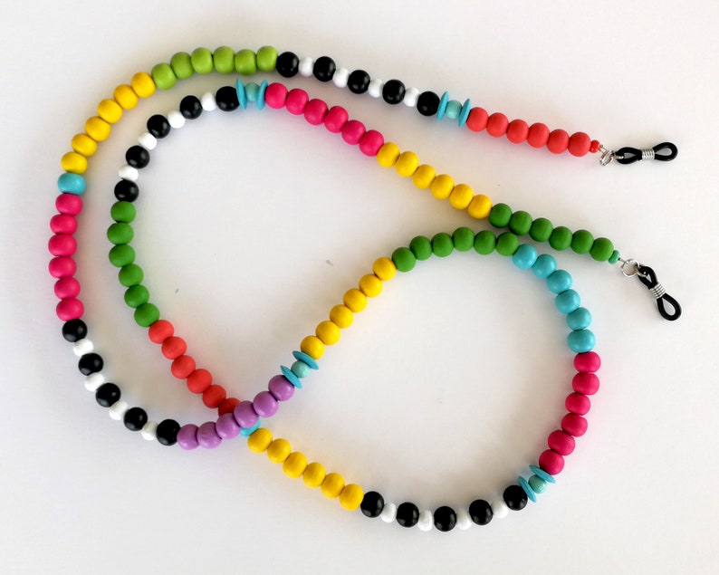 Black and Off-White Beaded Sunglass Chain