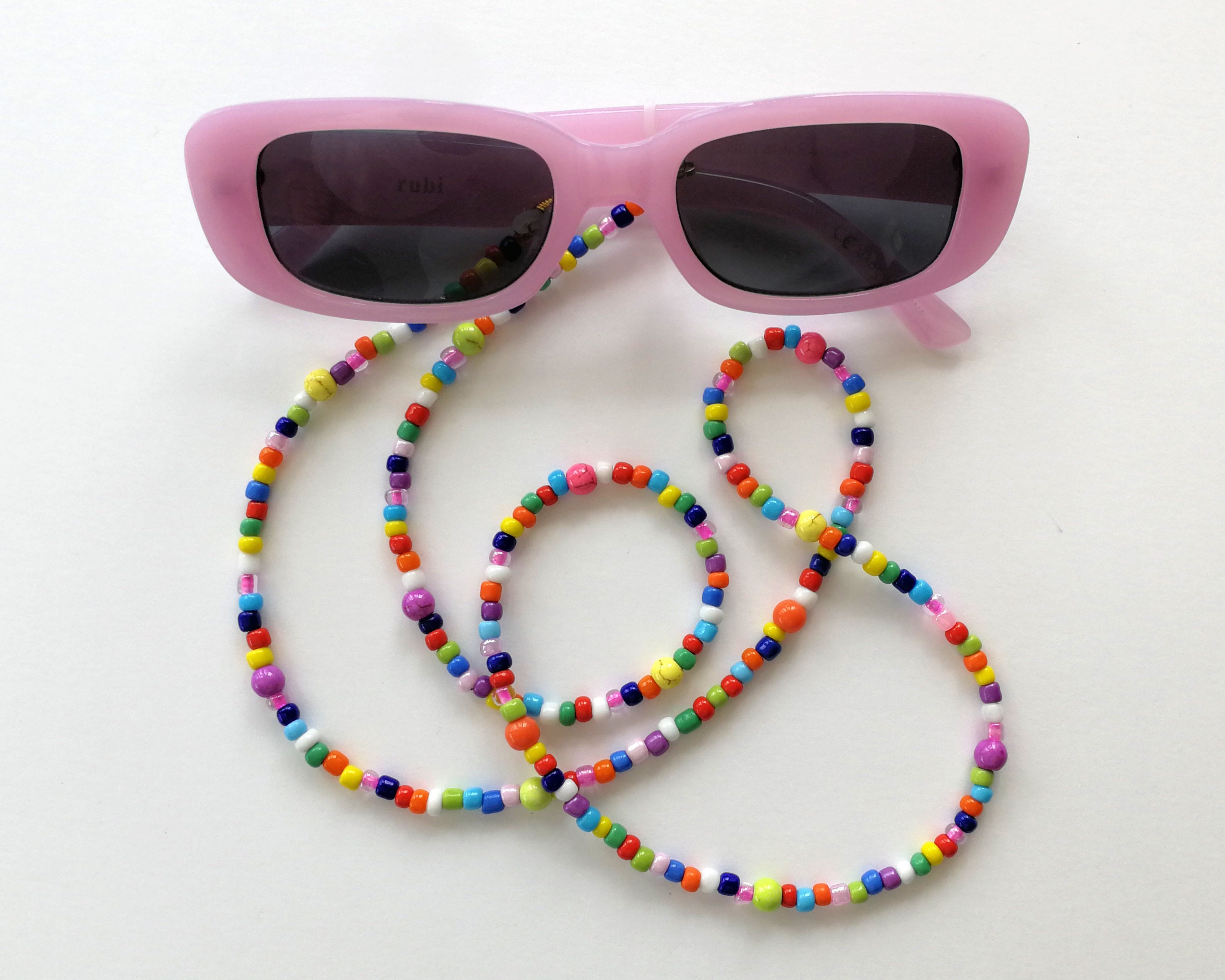 Bead Glasses Chain Beaded Sunglass Chain Beaded Eyeglass Etsy Uk