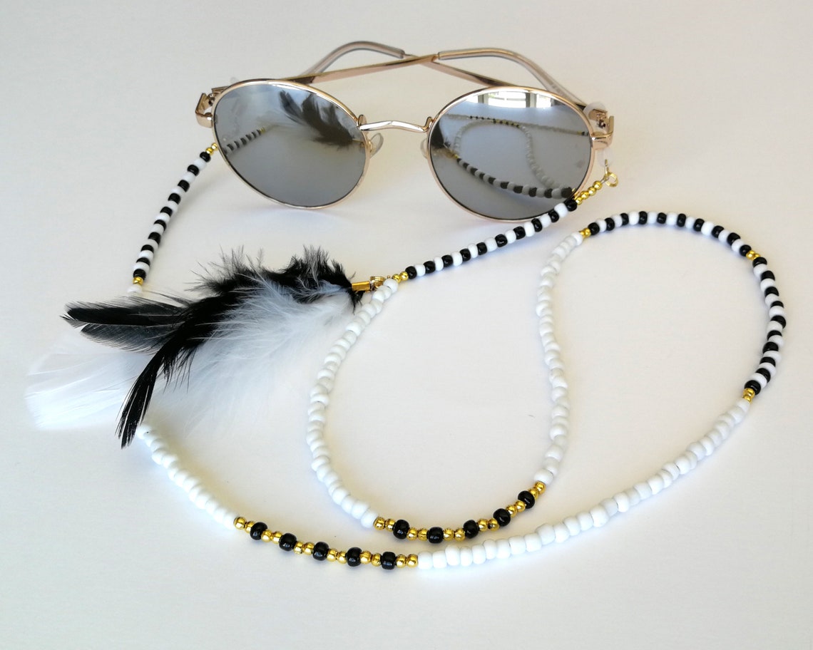 Feather Glasses Chain Boho Sunglass Chains Bead Eyeglass Etsy