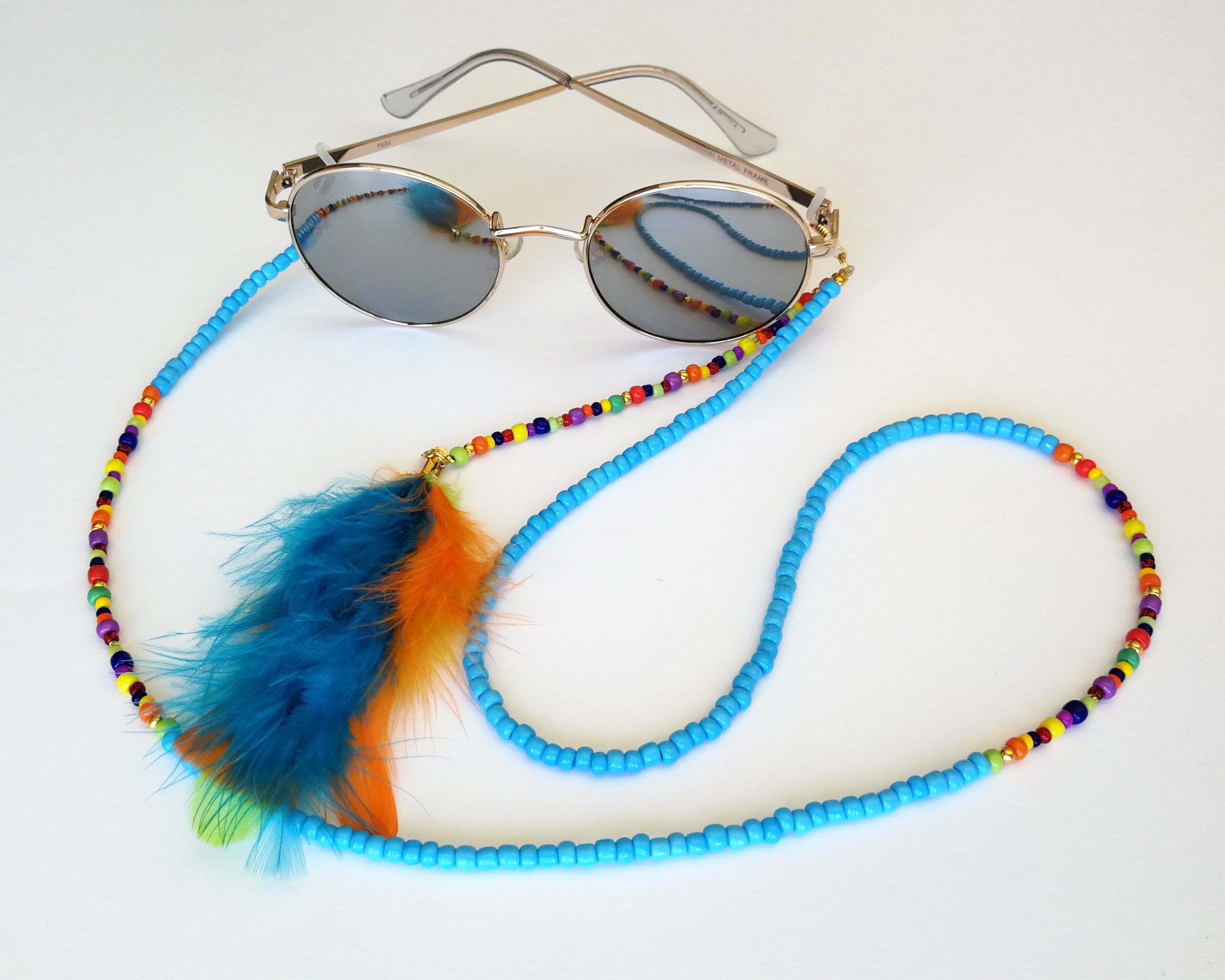 Boho Bead Sunglass Chains Feather Glasses Chain Bead Etsy 日本
