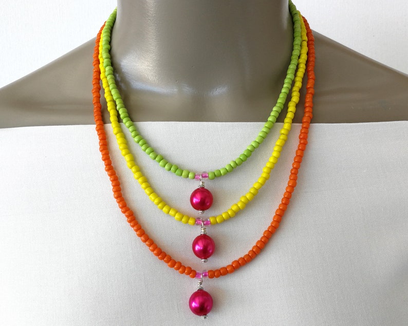 Colourful Seed Bead Necklaces Seed Bead Necklace Pearl Bead Choker Necklace Seed Bead and Pearl Necklaces Seed Bead Chokers Choker
