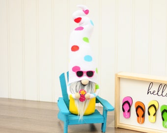 Tall Sunglasses and Flip Flops Summer Gnome, Bright Polka Dot Gnome, Tiered Tray Summer Gnome, Sunshine Summer Gnome