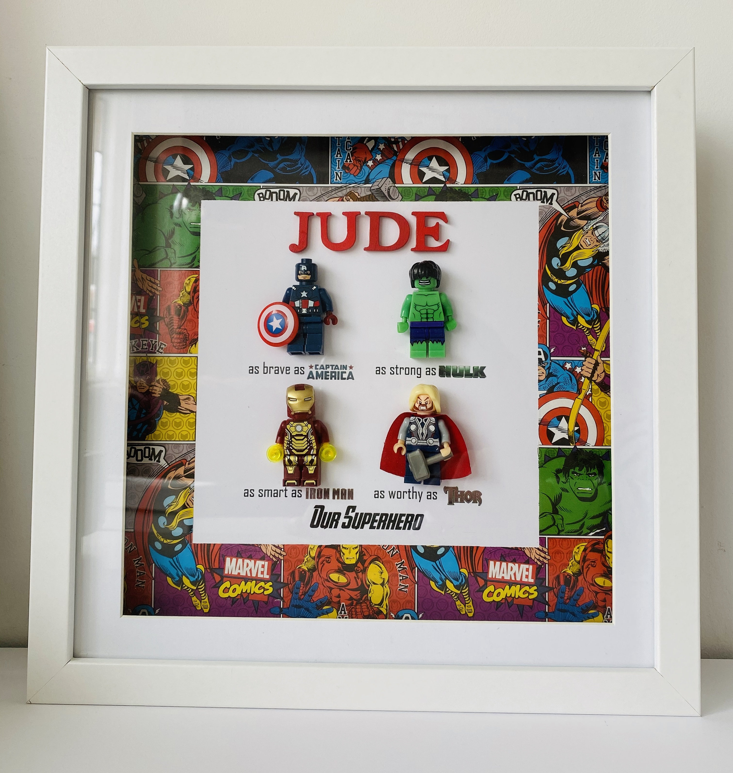Superhero Lego Box Frame Personnalisé Nouveau bébé Etsy