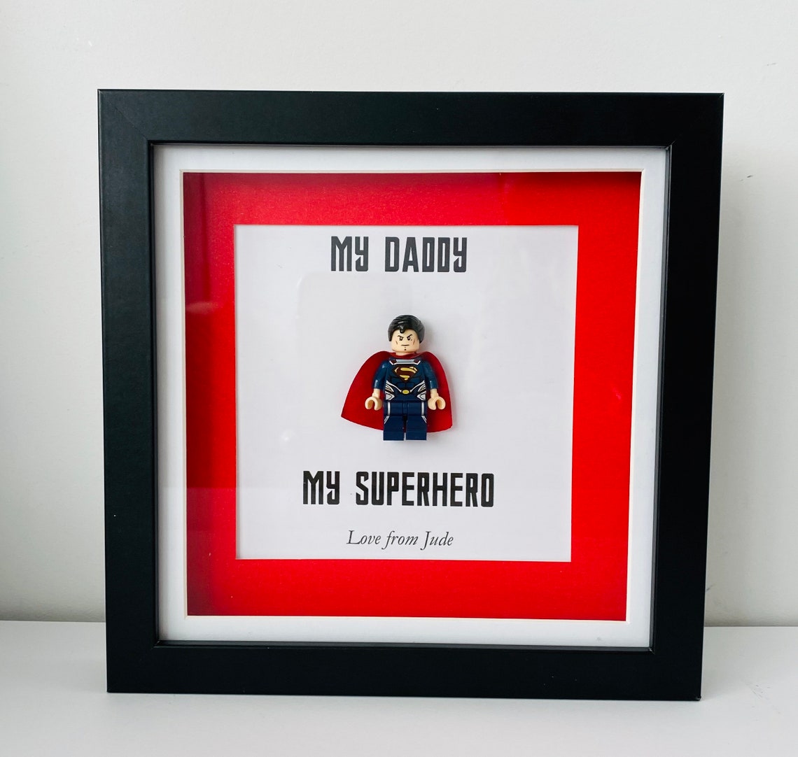 Daddy Superhero Lego Box Frame Personalised Dad Daddy Etsy