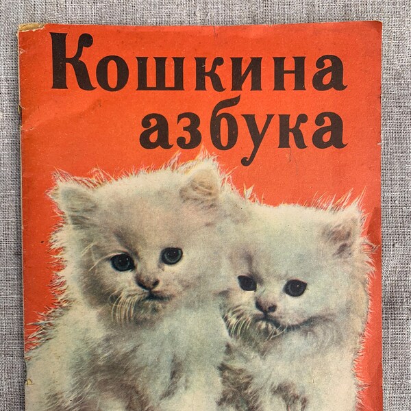 1976 Cat ABC Primer in Russian  Vintage Children Book Kittens Cute Pictures CCCP Soviet Era Books kниги ссср retro edition Vilnius