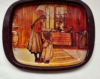 Swedish Carl Larsson Artwork on Small Melamine Serving Tray Size