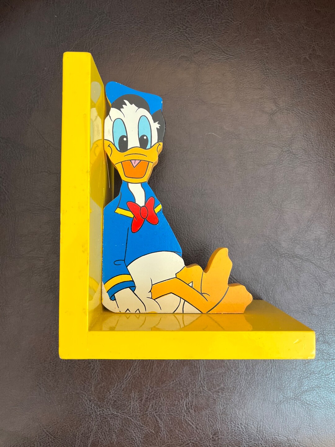 DISNEY Bookend Donald Duck Painted Wood Vintage Book Lovers Etsy