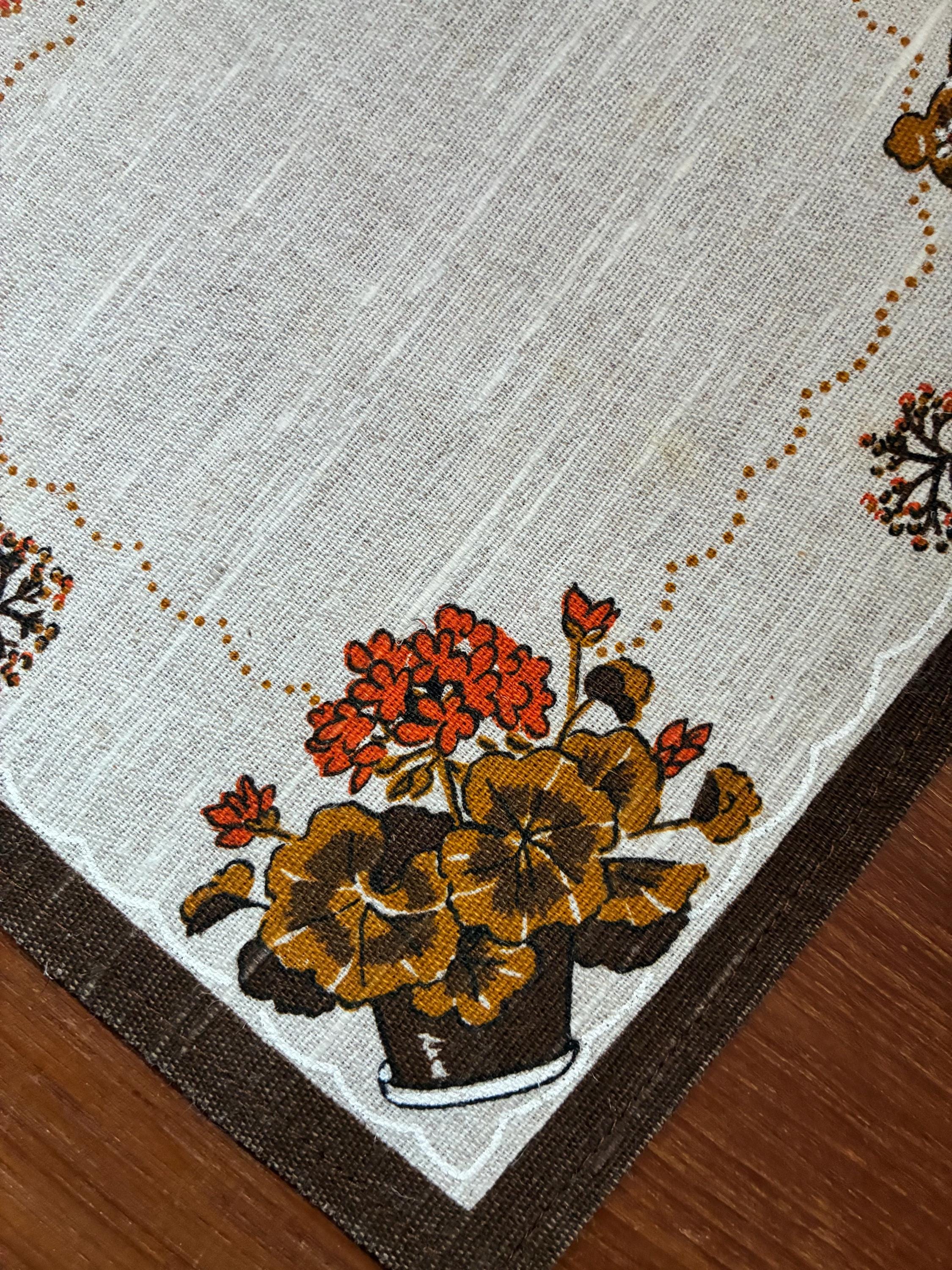 3 Swedish Vintage Flower Print Small Linens Textile Scandinavian