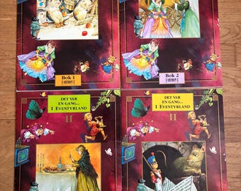 Vintage Norwegian Fairy Tale Box Set"Det var en gang... i eventyrland II", Tony Wolf Art, Tormont 1994, Set of 4 Books