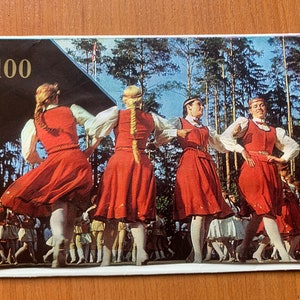 1973 łotewskie pocztówki zestaw 7 Dziesmu un deju svētki Festiwal Pieśni i Tańca rocznica 100 Ery Radzieckiej Łotewskie Dziedzictwo Łotwa Ryga ZSRR