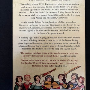 May include: A Pocket Books crime fiction novel's back cover, featuring a medieval illustration. The cover displays text including author names, a synopsis, and the price of &pound;6.99. The ISBN is also visible.