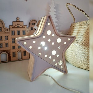5 Point Star Lamp For Babyroom, 3D Star Table Lamp Light Wooden, Led Light Bulb Starry Night Nursery Lamp, Exquisite Star Themed Gifts Kids