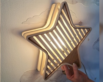 lampe de nuit étoile, lampe de pépinière, lampe de bébé, cadeau de shower de bébé, décor de pépinière, lampe pour enfants, lampe 3d, nouveau cadeau de bébé, lampe faite à la main, lampe en bois