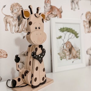 Handcrafted Wooden Giraffe Wall Lamp - Woodland Nursery, Eco-Friendly, LED gift newborn, Giraffe lamp Christmas gifts for Kidsnursery
