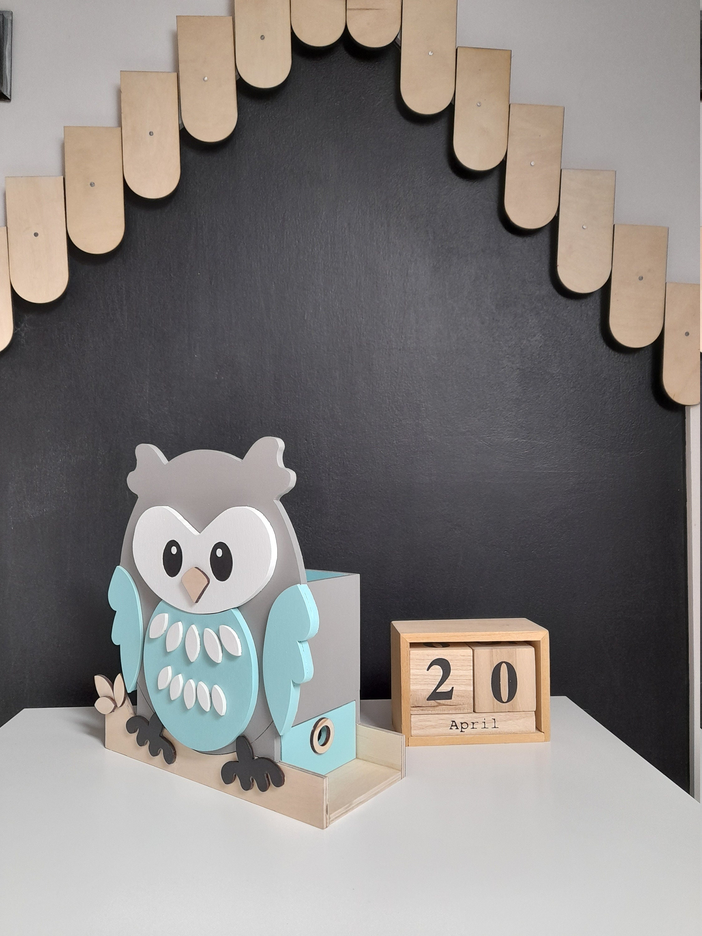 Desk Organizer Wooden Owl Size XL Etsy