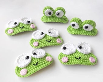 Crochet Frog Hair Clips, Cute Froggy Eyes Hair Pin, Hair Pins for Kids/Girls, Frog Kawaii Hair Accessories