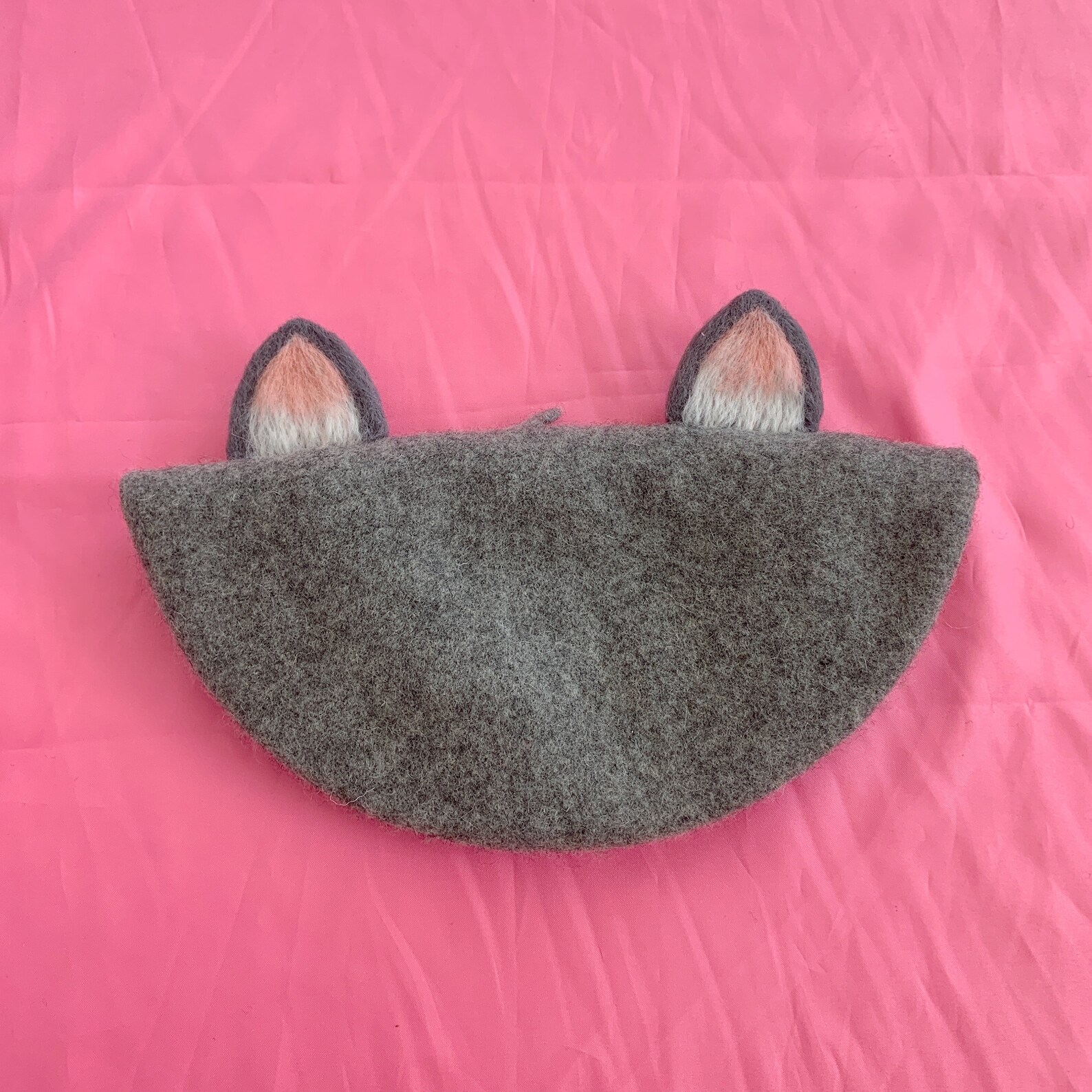 Grey Cat Beret Cute Kawaii Cat Ear Beret Needle Wool Hat Etsy UK