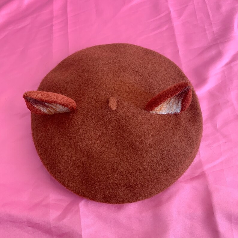 Girl birthday gift Woman Girl/'s Gift Handmade Animal Ears Beret Needle Wool Hat Fox Beret Cute Kawaii Animal Beret