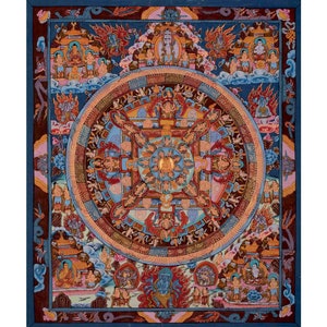 Traditional Shakyamuni Buddha Mandala | Vintage Tibetan Buddhist Thangka | Buddha Thangka Wall Hanging | Buddha Decor | Zen Buddhism