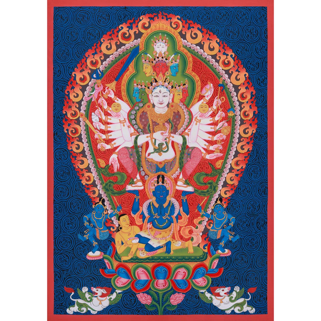 ヤムナー　ヒマラヤの女神　ヒンドゥー教の女神：　タンカ　仏画（額縁なし） il_1080xN.6547385762_5i6y.jpg