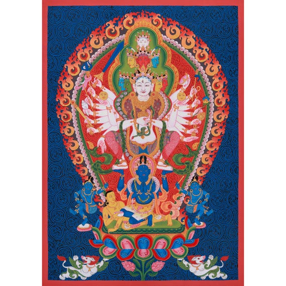 Goddess Siddhi Lakshmi (purnachandi) Thangka | Buddhist–hindu