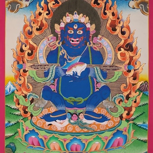 Sakya Mahakala Thangka | Wrathful Dharmapala Vajra Panjarnatha | Protector Mahakala Original Hand-Painted In Nepal | Buddha Dharma Protector