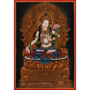 Authentic Paubha Style White Tara | Traditional Healing Art for Long Life | Hand-Painted Sita Tara | Housewarming Gifts | Spiritual Decor