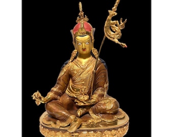 パドマサンバヴァ チベット彫刻 | 修道院品質の仏像 | 金箔仕上げ、火