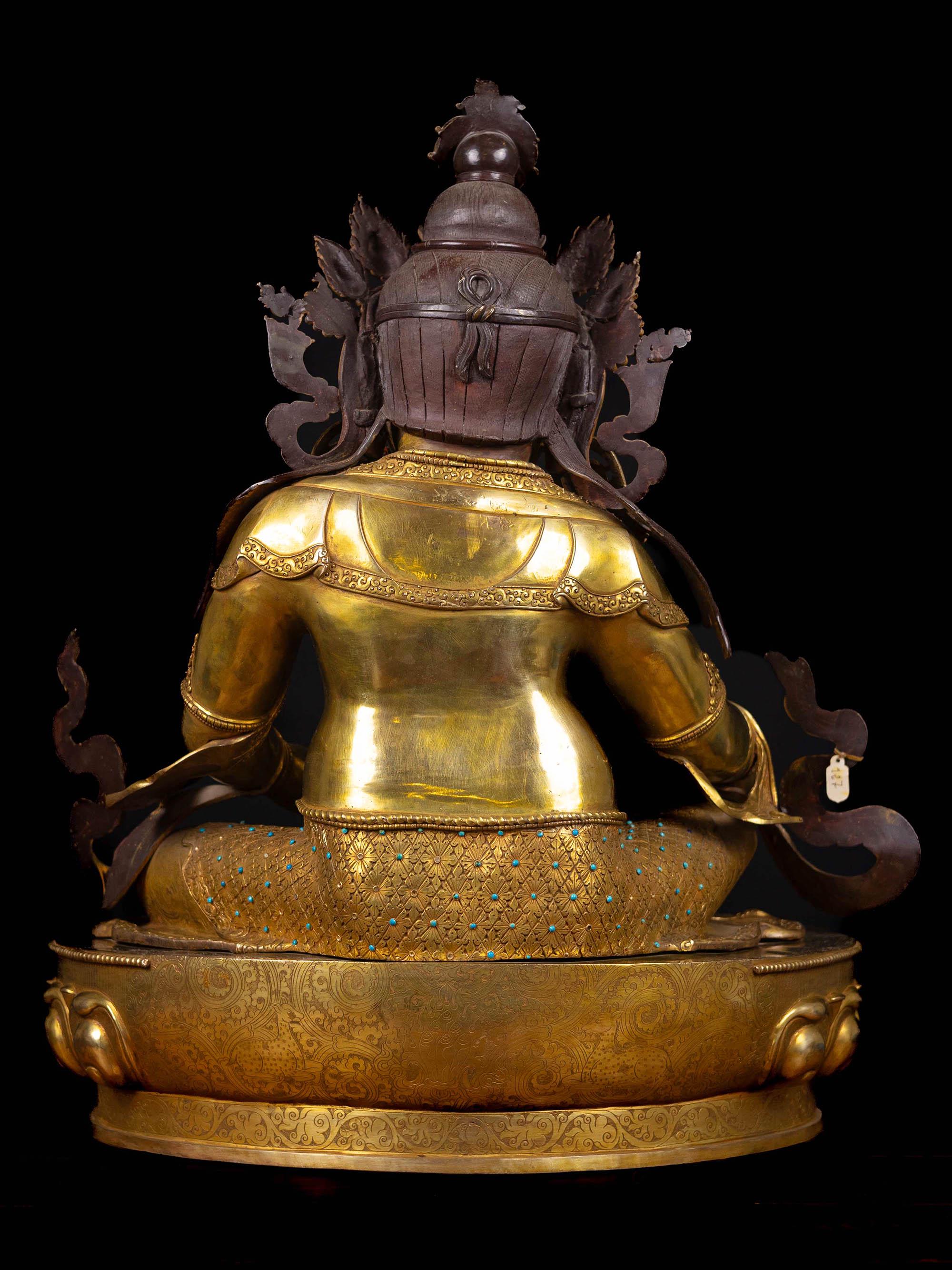 ヒマラヤの黄金のジャンバラ像｜チベットの富の神｜繁栄と守護を祈願