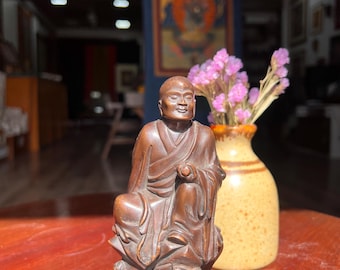 Monk Statue | Buddhist Handcarved Art | Handmade Statue Outdoor | Buddhist Zen Space Decor | Vintage Art and Collectibles | Home Décor