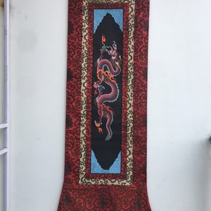 Dragon Painting with Traditional Tibetan Style Framing with Silk Brocade | Unique Art Painting for Meditation | Wall Decoration Painting