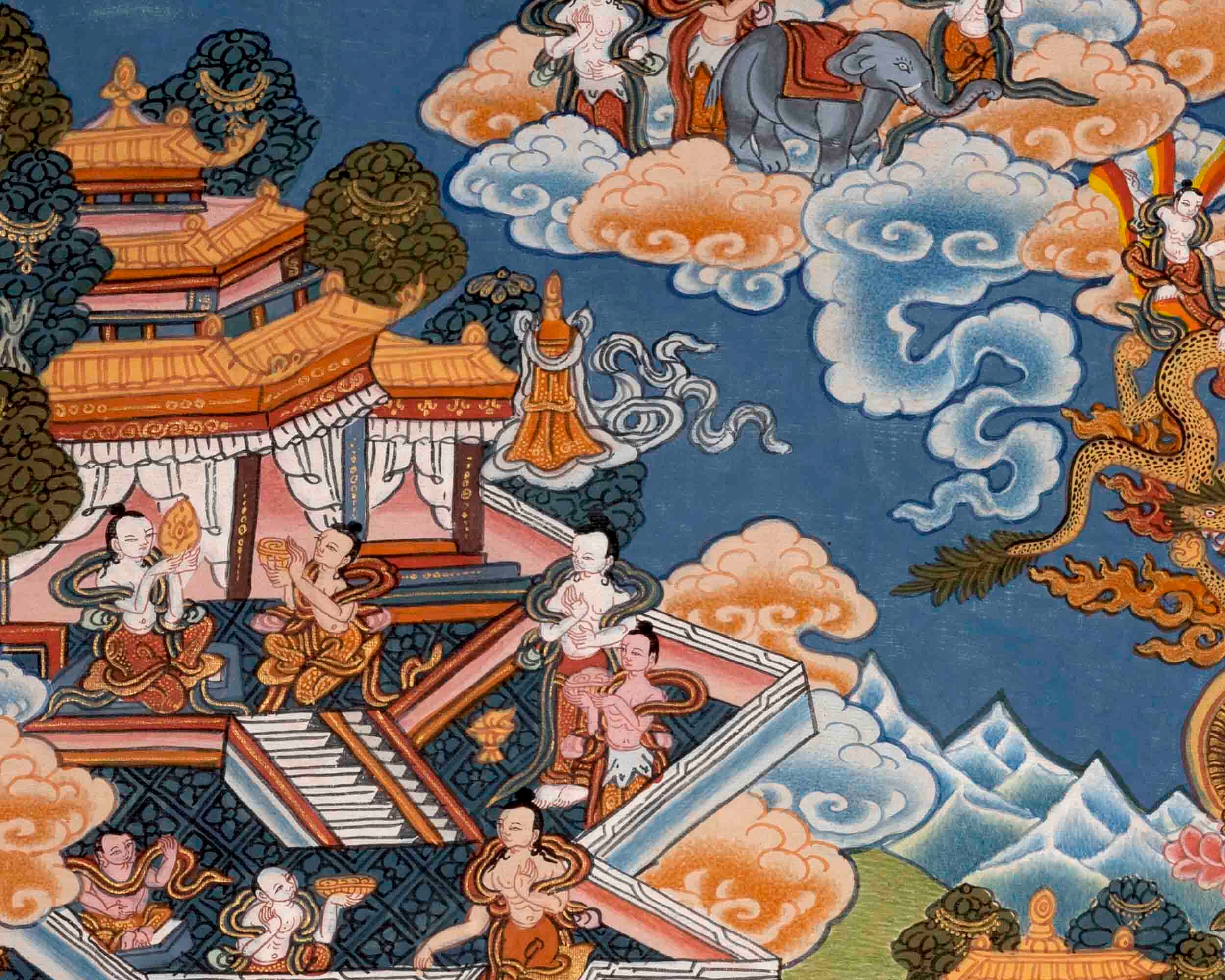 ヴィンテージ仏陀の生涯の物語オリジナル手描きタンカ|壁装飾画 - Etsy