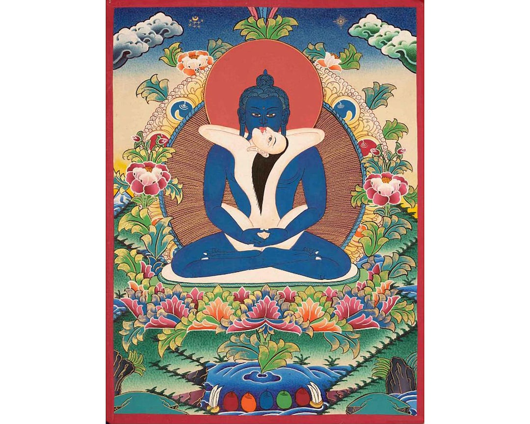 普賢菩薩のタンカ | クントゥザンポ チベット仏教壁画 | 原初の仏陀の