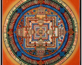 カーラチャクラ曼荼羅タンカ｜時の輪 チベット美術作品｜平和、瞑想