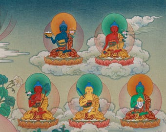 24K金三十五仏タンカ：チベット仏教絵画 - Etsy 日本