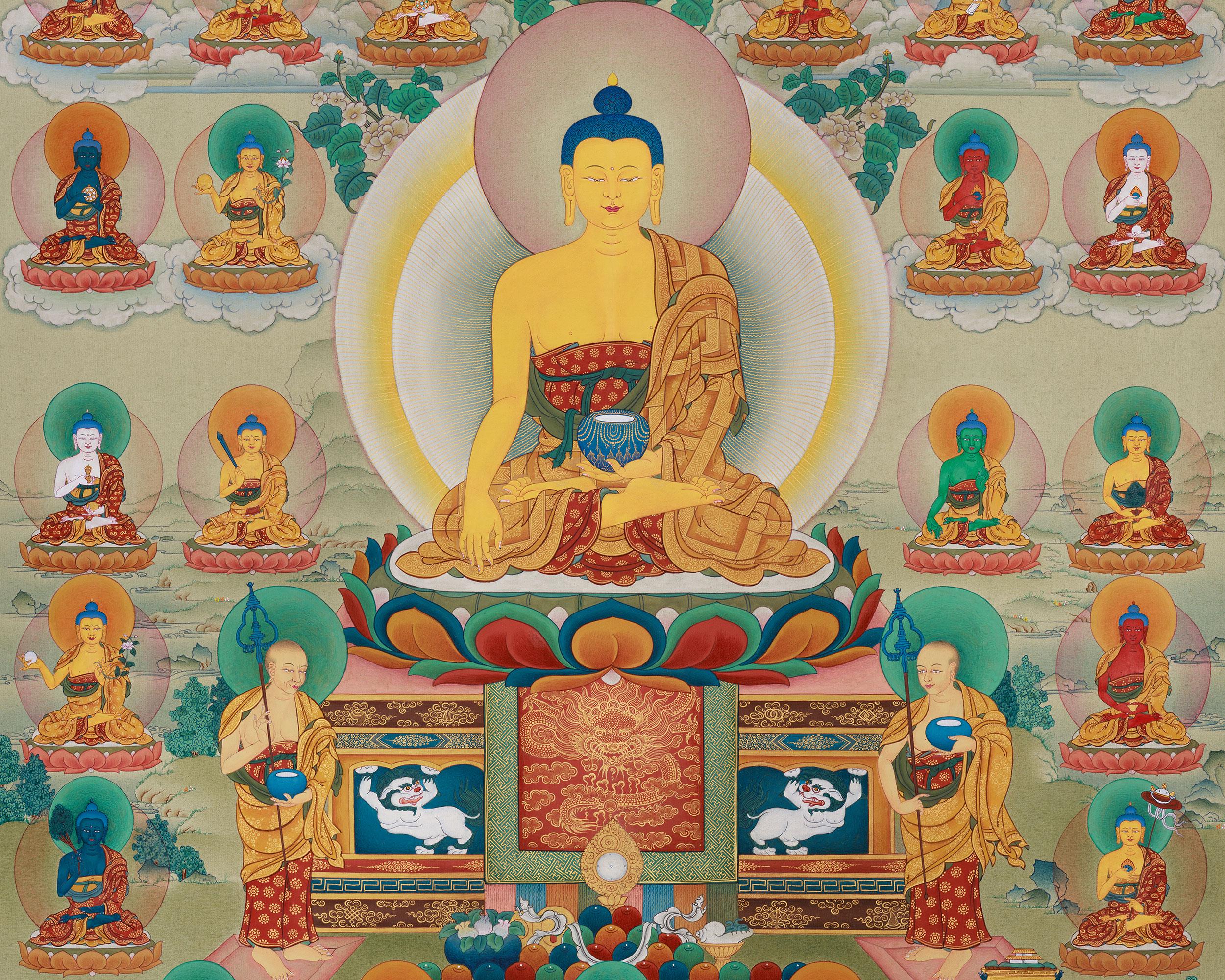 24K金三十五仏タンカ：チベット仏教絵画 - Etsy 日本