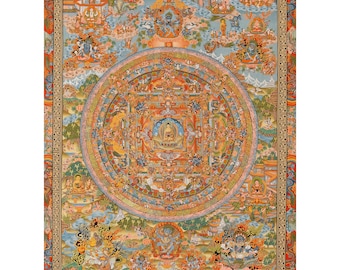 Buddha Mandala Thangka | Hand-Painted Himalayan Art with 24K Gold | Spiritual Buddhist Mandala for Meditation | Home Decor