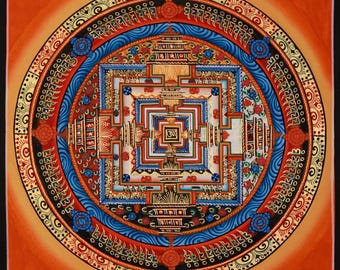 Small Kalachakra Mandala Thangka | Tibetan Buddhist Wheel of Time | Sacred Artwork | Wall Decoration for Meditation | Spiritual Gifts