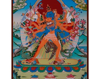 チャクラサンヴァラ タンカ絵画 |チベットのタンカ イダム神 |壁掛け